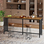 YATINEY 70.9" Bar Table, Long Counter Bar Height Table, Rectangular Bar Pub Table with Metal Frame, for Dining Room, Living Room, Kitchen, Balcony, Rustic Brown and Black BT13BR