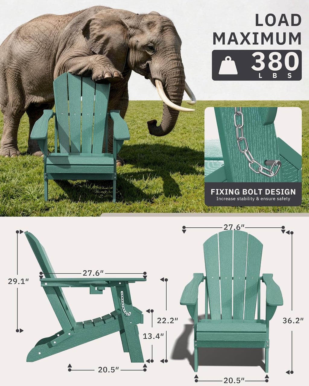 AreShark Folding Adirondack Chairs Set of 2, Wooden Textured Patio Chairs with Cup Holder,HDPE All Weather Fire Pit Chairs for Outdoor Backyard Lawn Poolside Deck Porch Garden,Aruba Blue