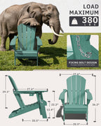 AreShark Folding Adirondack Chairs Set of 2, Wooden Textured Patio Chairs with Cup Holder,HDPE All Weather Fire Pit Chairs for Outdoor Backyard Lawn Poolside Deck Porch Garden,Aruba Blue