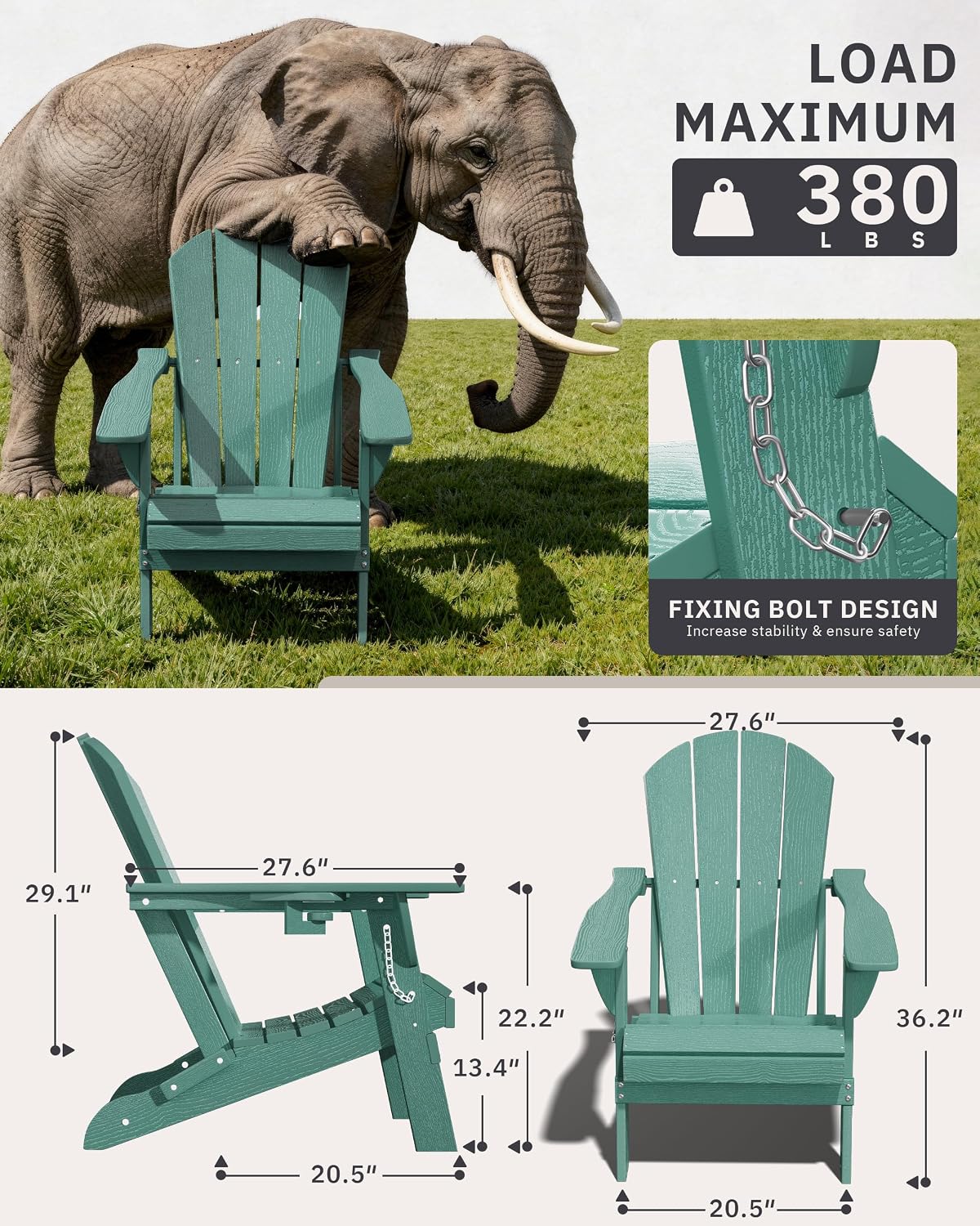 AreShark Folding Adirondack Chairs Set of 2, Wooden Textured Patio Chairs with Cup Holder,HDPE All Weather Fire Pit Chairs for Outdoor Backyard Lawn Poolside Deck Porch Garden,Aruba Blue