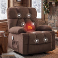 Massage Rocking Recliner Chair, Ergonomic Recliners Sofa with Vibration Massage & Heat, Rocking Chair Nursery Chair for Living Room Lounge with 4 Pockets, 2 Cup Holders, USB Charge Port, Brown