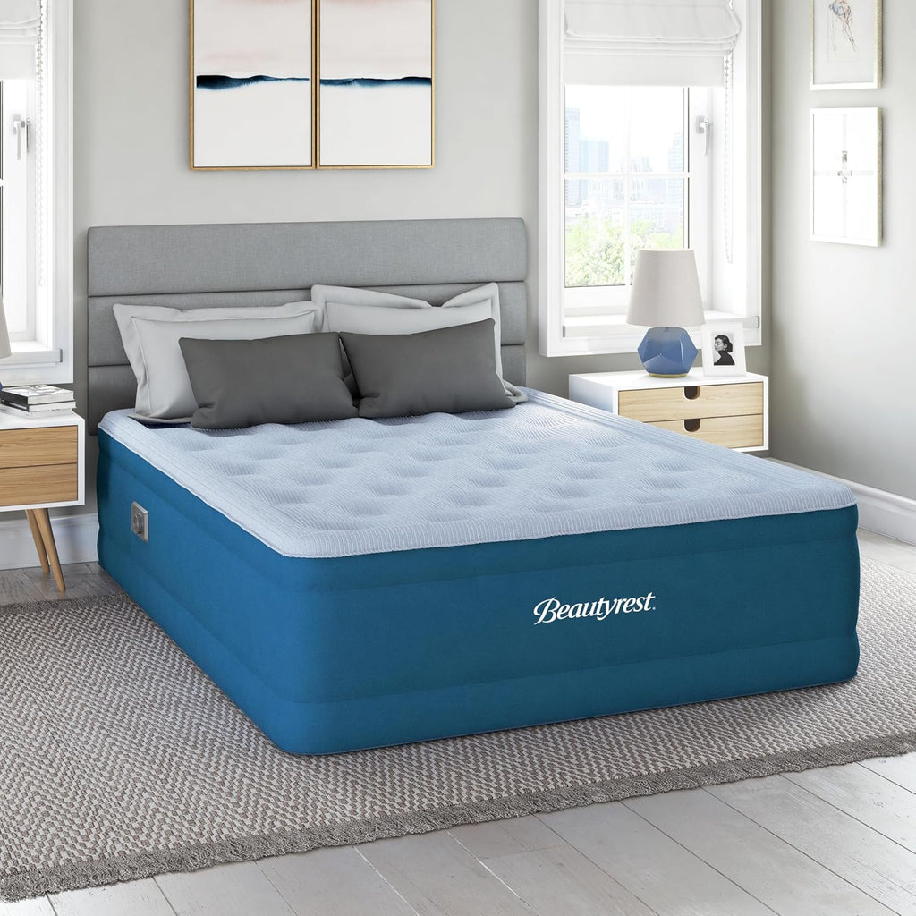 Beautyrest SensAir 20" Air Mattress, Full Size, Sure-Lock Anti-Leak Pump, Cool Vent Topper, Off-Set Coil Support