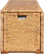 happimess HPM9005A Anada Wicker Weave 30" Storage Trunk, Wooden Frame/Water Hyacinth, Farmhouse, Transitional, Coastal, Rustic for Office, Dorm Room, Living-Room, Bedroom, Dining-Room, Natural