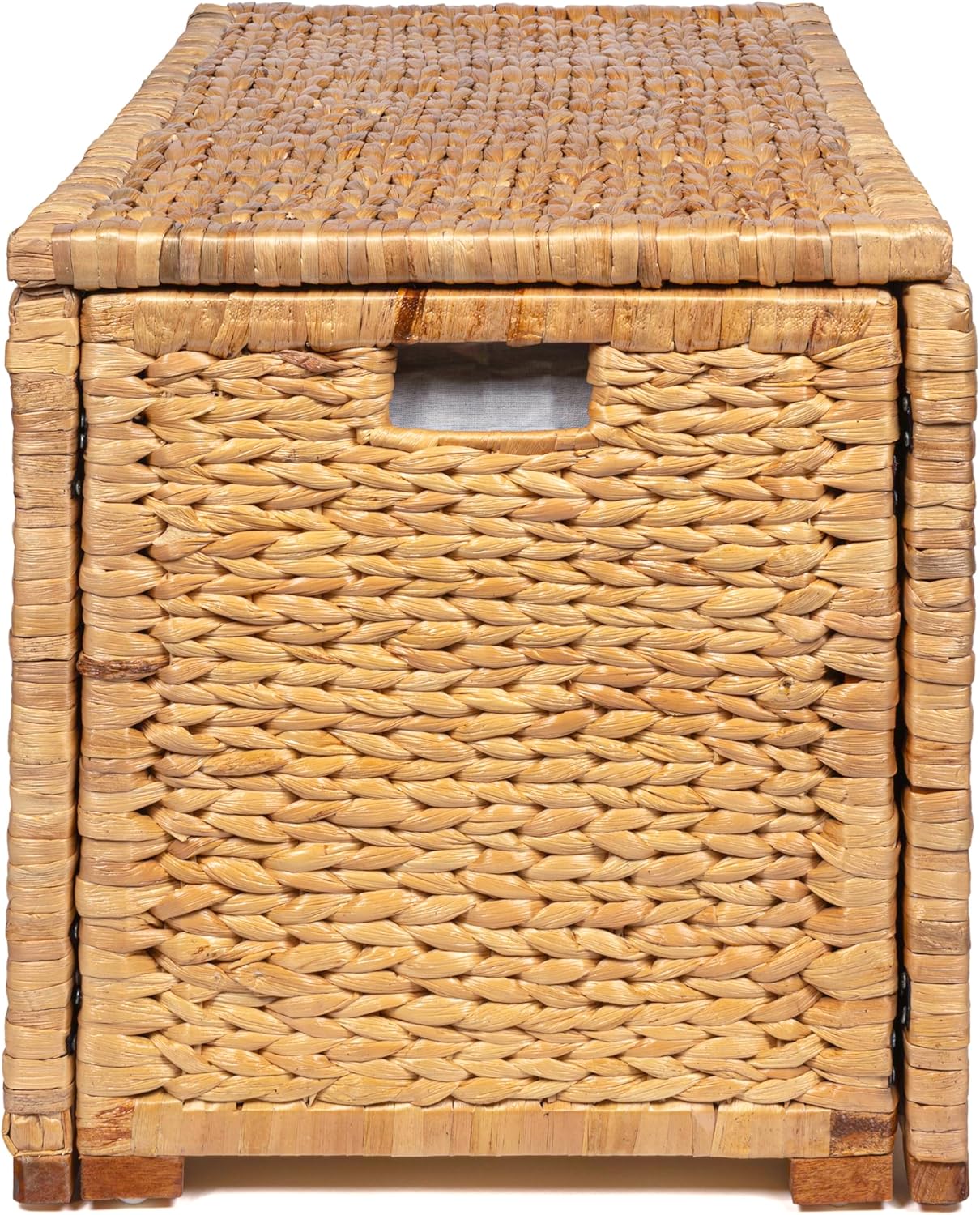 happimess HPM9005A Anada Wicker Weave 30" Storage Trunk, Wooden Frame/Water Hyacinth, Farmhouse, Transitional, Coastal, Rustic for Office, Dorm Room, Living-Room, Bedroom, Dining-Room, Natural