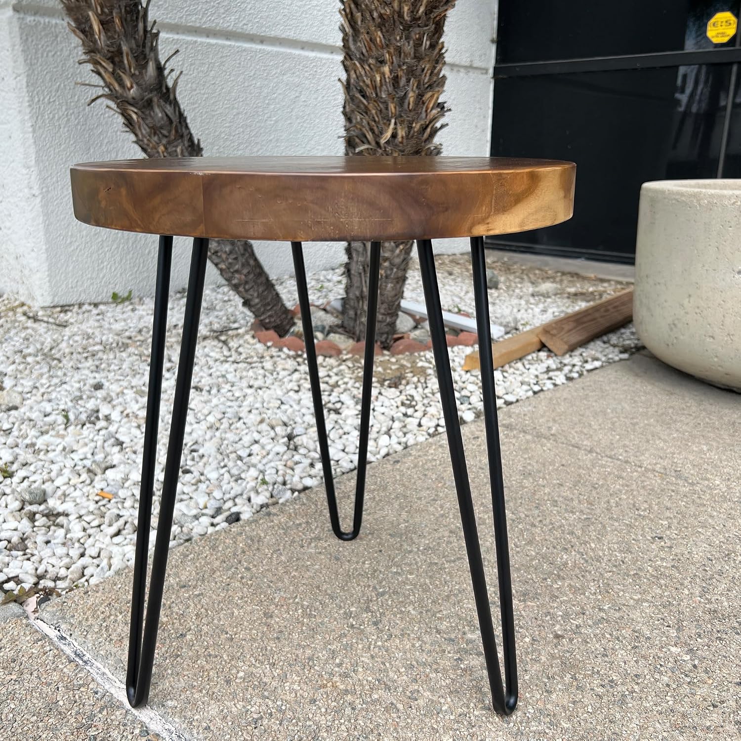 Round Teak Slice Slab Side Wood Table Top 17.7"x17.7"x1.96" Handmade Live Edge Handcrafted Plate Natural Solid Wooden Board for DIY Epoxy Resin End Table Slab Untreated Wall Home Décor