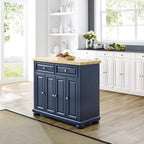 Crosley Furniture Madison Madison Kitchen Island, Microwave Stand, Coffee Bar, with Storage Shelves and Drawers, Navy