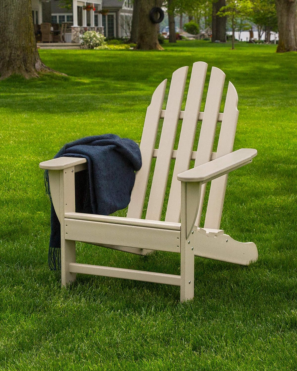 Polywood Classic Adirondack Chair & South Beach Side Table Bundle, Black