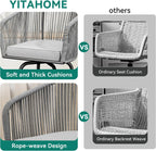 YITAHOME 27" Bar Stools Set of 6 with Arms & Cushions, 360° Swivel Outdoor Bar Stools, All Weather Counter Height Bar Stools Set of 6 with Curved Back for Backyard, Kitchen Island, Dining Room, Gray