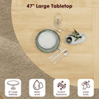 GarveeHome 47'' Round Dining Table with Hidden Storage for 4, Kitchen Dining Room Circle Dinner Pedestal Table with Slide Door Shelf, Space Saving Wood Furniture for Small Spaces, Dining Room, Natural