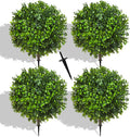 21.6 Inch Artificial Boxwood Topiary Bushes, Set of 4 Fake Shrubs, UV Resistant Plants Faux Topiary Ball Tree for Outdoor Garden Patio Front Porch & Indoor Decor