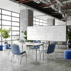 Flash Furniture 4 Pack Hercules Heavy-Duty Vinyl Lobby Chairs with Ganging Brackets and Cushioned Seats, Stacking Chairs for Waiting Rooms/Offices, Navy