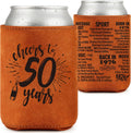LEJIAJINW 50th Birthday Gift 50 Year Old Birthday Gifts for Men Women, Cheers to 50 Years Vintage 1976 Leather Can Sleeve, Funny 50th Birth Party Decoration Gift for Dad, Mom, Husband, Wife, Grandpa