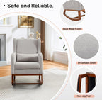 Nursery Rocking Chair with Footrest, Glider Rocking Nursing Chair Indoor, Upholstered Accent Nursery Glider Chair Rubber Wood Legs for Baby Nurser, Bedroom, Living Room, Light Gray