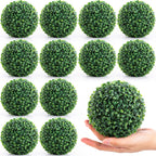 12 Pack Artificial Boxwood Topiary Balls Bulk for Indoor, 5 Inch Small Faux Topiary Plant Fake Hang Decorative Round Greenery Balls for Home Bookshelf Office Table Desk Weeding