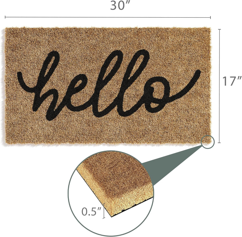 Barnyard Designs Doormat Welcome Mat for Outdoors, Large Front Door Entrance Mat, Brown (Hello, 30x17)