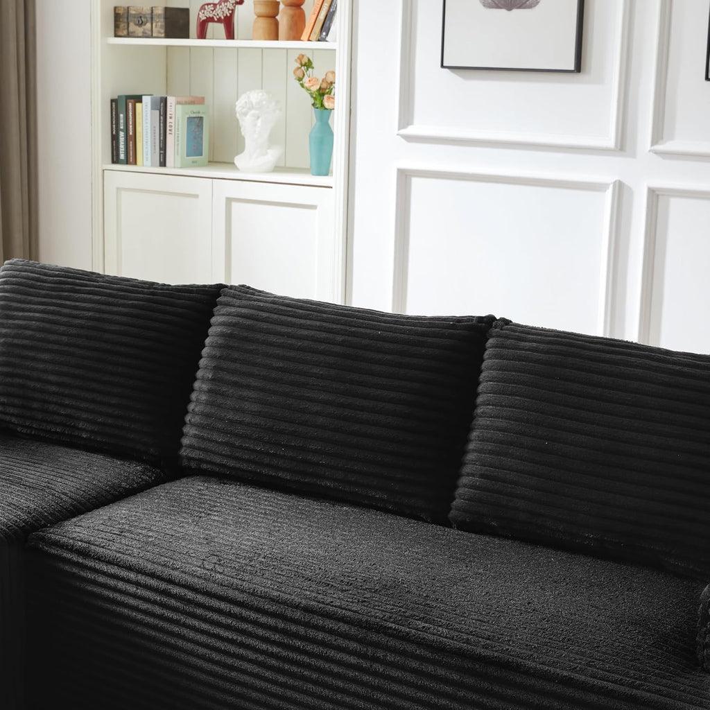 96" L Shaped Cloud Sectional Couch with Chaise, Deep Seat Modular Sectional Sofa Corduroy Memory Foam Sofa Boneless Couches for Living Room Bedroom, No Assembly Required | Breathable material