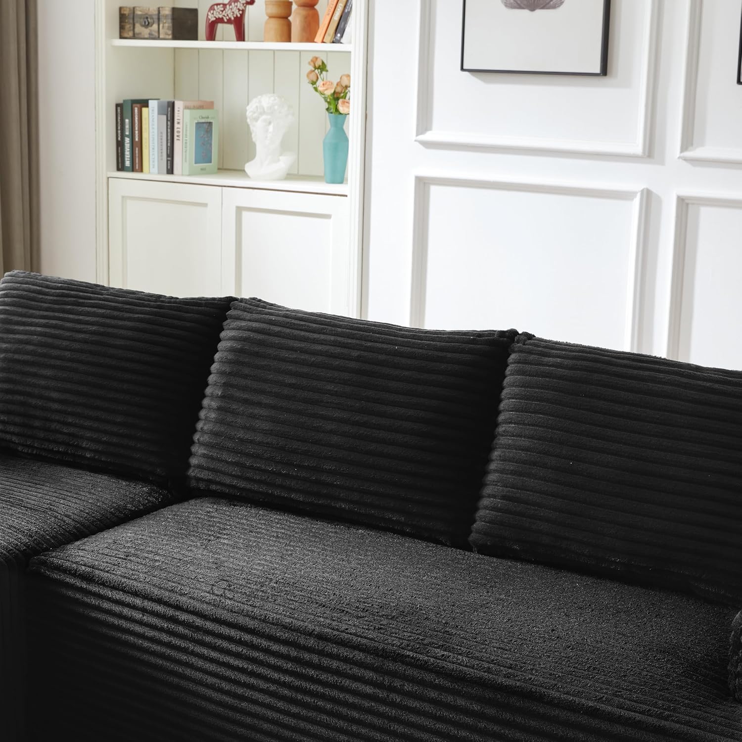 96" L Shaped Cloud Sectional Couch with Chaise, Deep Seat Modular Sectional Sofa Corduroy Memory Foam Sofa Boneless Couches for Living Room Bedroom, No Assembly Required | Breathable material