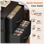 Sweetcrispy Nightstands Set of 2 with 2 Storage Drawer, Small Bedside Table | Small Dresser with Sturdy Wooden Top for Daily Essential, Compact Nightstand for Bedroom and Small Spaces, Black 2PC