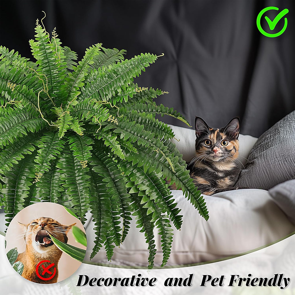 FOREST PRINCE 45" Fake Ferns, Realistic Large Artificial Bush Plants, 2 Artificial Boston Ferns with 59 Fronds for Outdoors Planter Indoor Home Garden Porch Decor