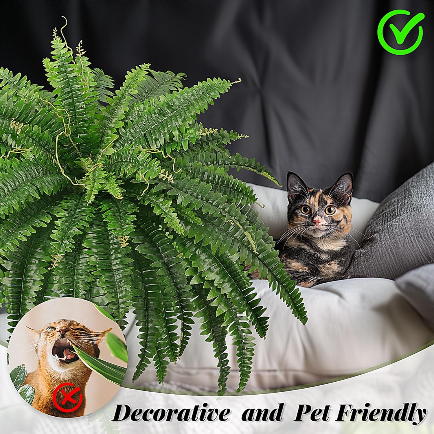 FOREST PRINCE 45" Fake Ferns, Realistic Large Artificial Bush Plants, 2 Artificial Boston Ferns with 59 Fronds for Outdoors Planter Indoor Home Garden Porch Decor