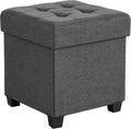 SONGMICS Storage Ottoman, Small Ottoman Foot Rest with Legs, 15 x 15 x 15.7 Inches Foot Stool, Load up to 660 lb, for Living Room, Bedroom, Dorm, Dark Gray ULSF14GYZ