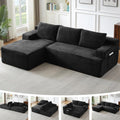 96.1" Cloud Sectional Couch, Modern Modular L Shape Sectional Sofa with Deep Seat Chaise, Comfy Corduroy Boneless Couches for Living Room (Black, Left Chaise)