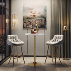 Finnhomy 24'' Round Cocktail Bar Table with Metal Base, Tall Bistro Pub Table, Counter Bar Height Table for Kitchen, Dining Room, Living Room, Easy Assembly, Gold