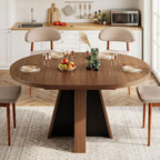 iPormis 43.3in-59in Extendable Round Dining Table for 4-6, Modern Wooden Kitchen Table for Dining Room, Adjustable Size Oval Circle Dinner Tables Furniture for Kitchen Living Room, Walnut Brown