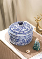 Blue and White Ginger Jar, Ceramic Chinoiserie Decorative Jars for Home, Office, Ginger Jar Vase Pocelain for Table, Living Room, Bookshelf, Mantle Fireplace, Centerpieces 6.5"