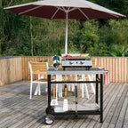 Royal Gourmet Dining Cart Table with Double-Shelf, Movable Stainless Steel Flattop Grill Cart, Hooks, Side Handle, Multifunctional PC3401S (Silver)