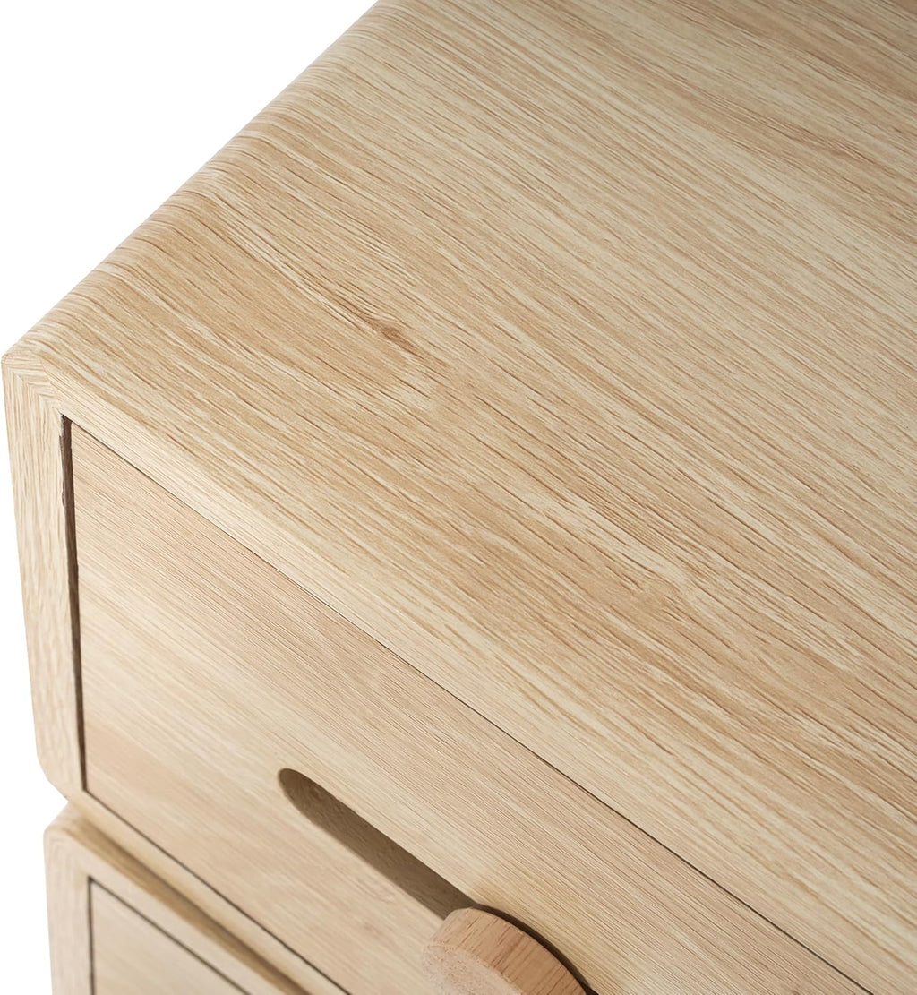 Merax Rotatable Robot End Table with Drawer and Cabinet, Creative MDF Storage Side Table Living Room Office Accent Table Bedroom Nightstand, 16"x12"x26", Natural Color