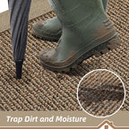 BEQHAUSE Indoor Door Mat 20" x 32", Dirt Trapper Door Mats Non-Slip Entryway Rugs Washable, Resist Dirt Absorbent Welcome Mat, Low Profile Floor Mats for Front Back Door and Entryway, Taupe