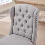 Upholstered Dining Chairs Set of 2 for Kitchen and Dining Room Farmhouse Fabric Tufted Accent Chairs for Living Room and Bedroom with Wooden Legs, Grey