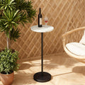 COVLON Nature Marble Drink Table, Pedestal Table, Small Round Side Table, Martini Table for Living Room, Bathroom, Small Space, Black 1