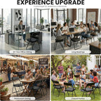 2 Pack Black Padded Folding Chairs, PU Leather Foldable Chairs with Thickened Cushion Seat & Back, Steel Frame Portable Reception Chair for Home Office Indoor Outdoor Commercial Events