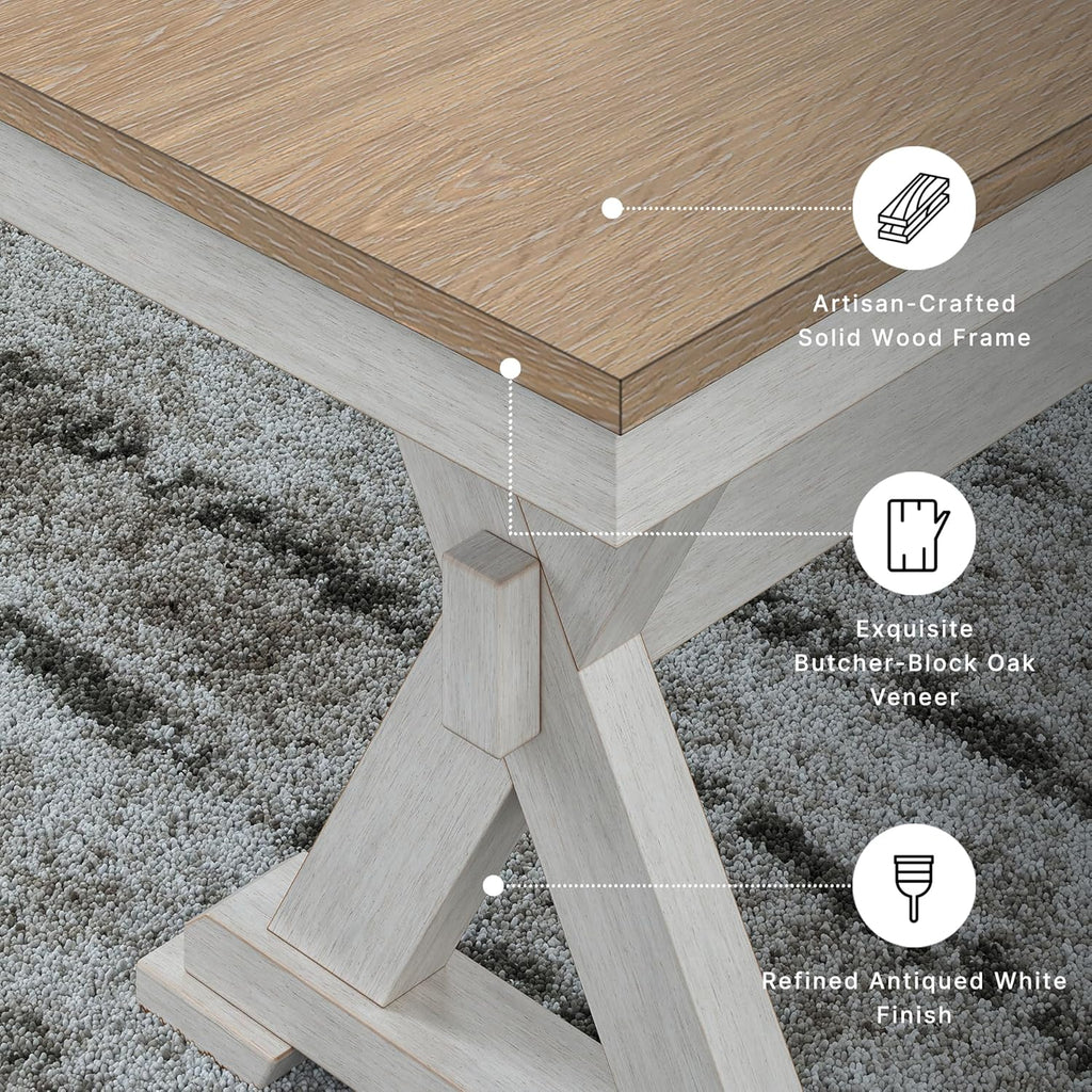 Signature Design by Ashley Westlinport Farmhouse 48" Dining Bench with Antiqued Finish, Antique White