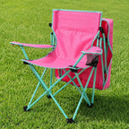 Kids Folding Canopy Chair with Safety Lock, 125 lb Capacity, Pink/Green | Portable kids canopy chair with safety lock, cup holder, and foldable frame for beach, lawn, camping, and sports sidelines.