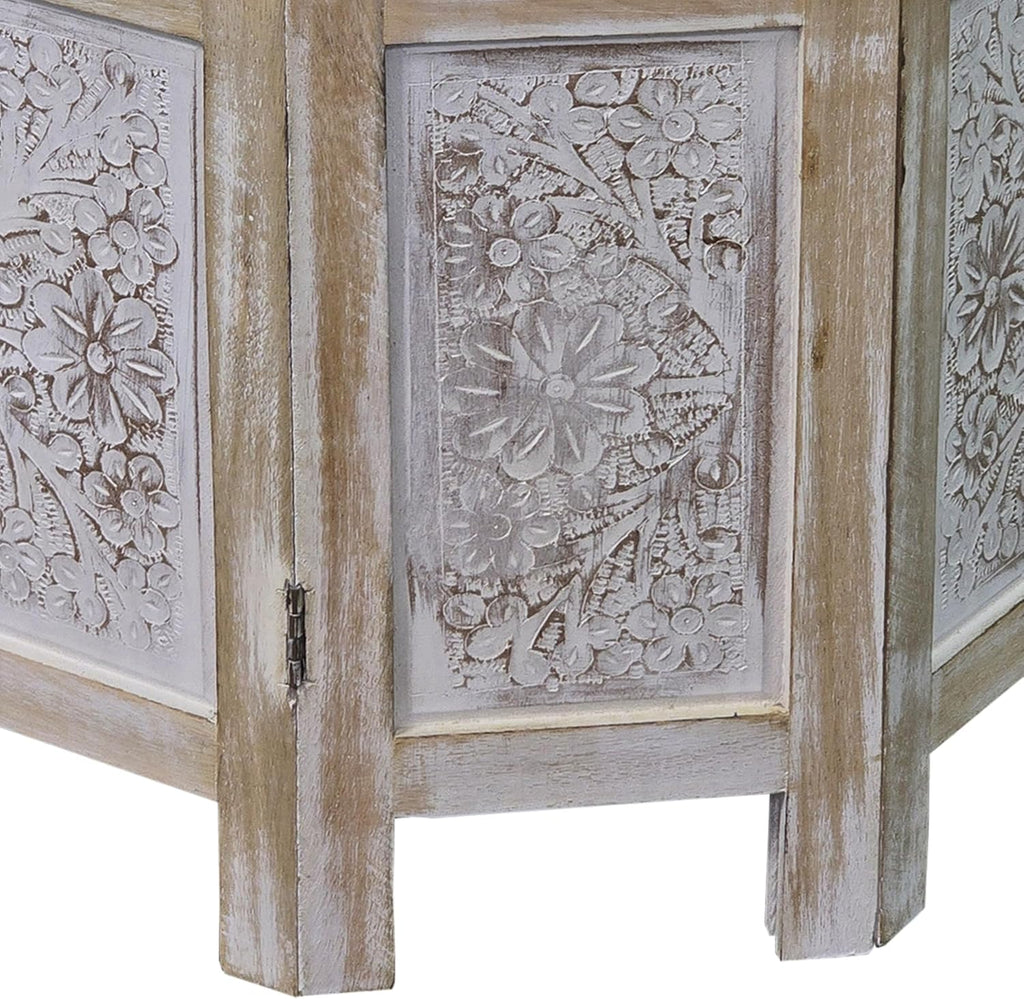 Benzara Accent Side Table, 18 Inch Round Mango Wood Top, Hand Carved Mandala Design, Natural Brown Finish, Rustic Accent End Table for Living Room, Bedroom, Entryway and Home Decor Display