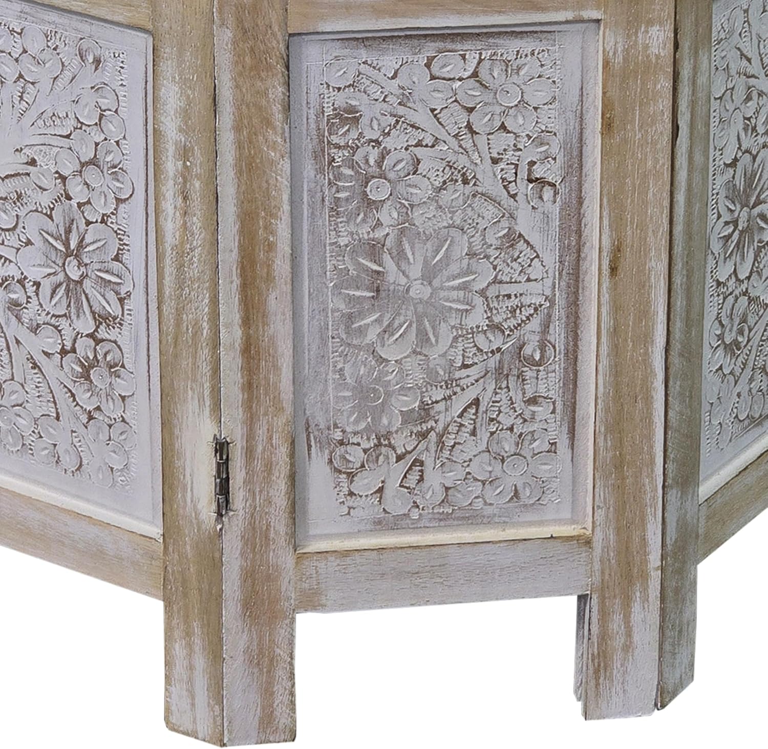 Benzara Accent Side Table, 18 Inch Round Mango Wood Top, Hand Carved Mandala Design, Natural Brown Finish, Rustic Accent End Table for Living Room, Bedroom, Entryway and Home Decor Display