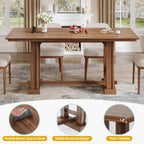 DWVO Farmhouse Dining Table for 6-8 People, 70" Long Kitchen Tables with Wooden Sturdy Legs, Large Rectangular Dinner Table for Kitchen, Dining Room, Living Room, Dark Walnut