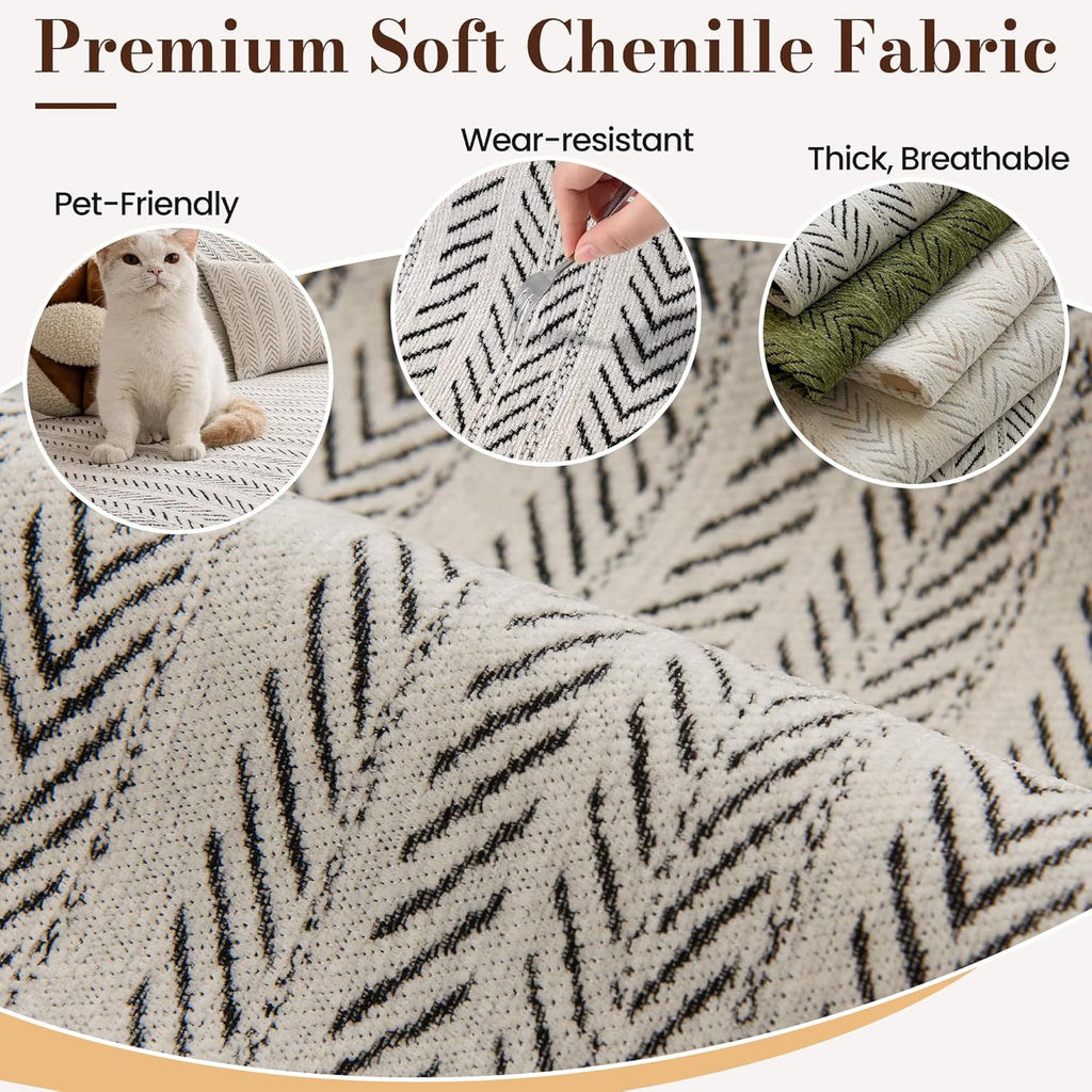 Custom Bay Window Cushions, Window Seat Cushions for Indoor Furniture, Breakfast Nook, Mudroom, Banquette Bench Cushion, Simple and Stylish Herringbone Fabric, Non-Slip & Removable, Pipe Design