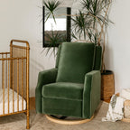 Namesake Crewe Nursery Glider Recliner w/ 360° Swivel Green | GREENGUARD Certified Glider Rocking Chair for Nursery & Living Room Manual Recline & Swivel Glide