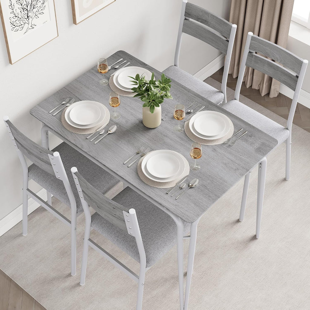 Dining Table for 4, Small Table and Chairs Set of 4, Square Dinette Set for 4, Dinner Table Set, 5 Piece Kitchen & Dining Room Sets for Small Space, Apartment (White, Dining Table with 4 Chairs)