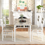 Hooseng Dining Table Set for 4, Wood Kitchen Table Chairs Set with Storage, Farmhouse 5 Piece Dining Room Table Set, Space-Saving Dinette Set for Breakfast Nook, Apartment