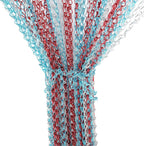 Dense Aluminum Chain Hanging Door Curtain, Ventilated Proof Room Divider in Red Blue Silver for Kitchen