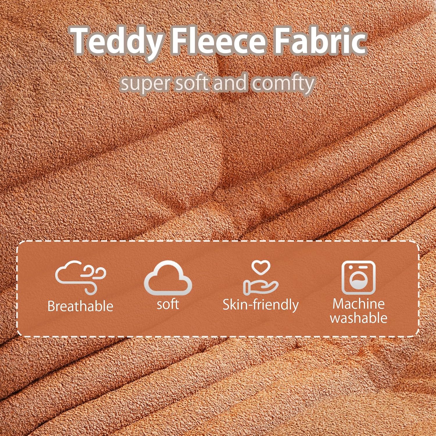 Oversized Bean Bag Chairs for Adults, Giant Beanbag Chair with Memory Foam, Comfy Lounge Chair Lazy Sofa for Apartment, Living Room, Bedroom, Office(Teddy Fabric)