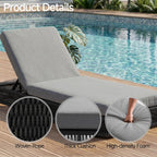 Outdoor Chaise Lounge Chair, Black Woven Rope Patio Recliner with 5-Position Adjustable Backrest, Pool Sunbathing Lounge Chair with Gray Removable Cushions for Poolside, Beach
