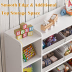 tikross Kids Toy Storage Organizer, White | Toddler Storage Cabinet with 8 Removable Storage Baskets, Multi Storage Cubbies, for Playroom, Kids Room, Living Room