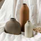 Enra Modern Ceramic Vase Set of 3 for Living Room Decor Centerpiece,Cute Small Farmhouse Rustic Pottery Vases for Pampas Grass, Dried Flowers, Artificial Plants,Tabletop Accents for Bookshelf Entryway