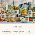 MACKENZIE-CHILDS Enamel Canister, Kitchen Storage Container with Lid, Mini, 14-Ounce Capacity, Light-Blue-and-White Sky Check